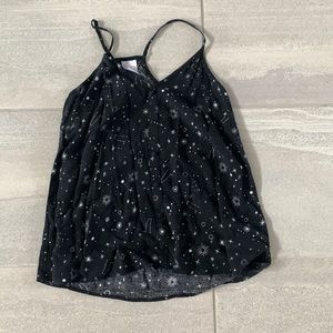 black tank top with stars and constellations. size small